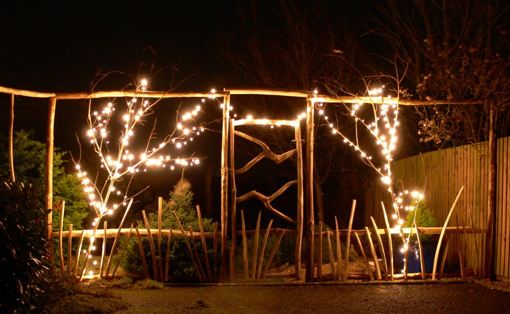 Bepoke fence and gate decorated with lights