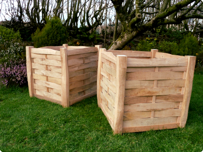 large square Oak planters